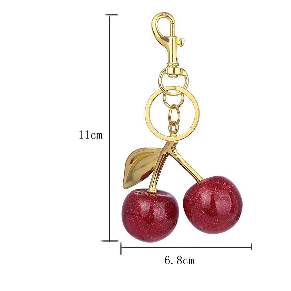 Keychains Lanyards Bag Parts Accessories ZAKOL Fashion Red Cherry Keychain Summer Fruits Cherries Pendant Keyring For Women Men Jewelry Gift H250217