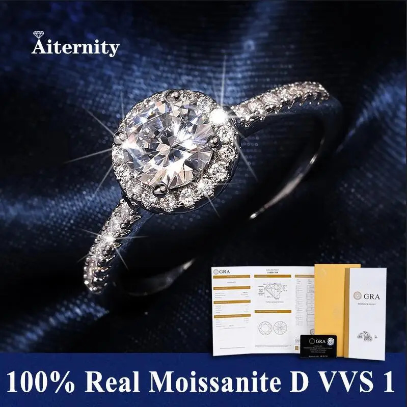 100% Ring D VVS1 Pass Diamond Test Pen Adjustable Size S925 Sliver GRA Certificate Wedding Rings for Women 250214