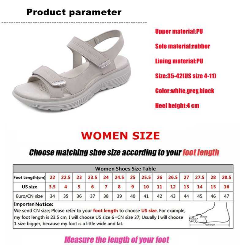New Arrival WOIZGIC Womens Ladies Mother Female PU Leather Sandals Shoes Platform Summer Cool Beach Hook Loop Non Slip Plus Size 41 42 T250218