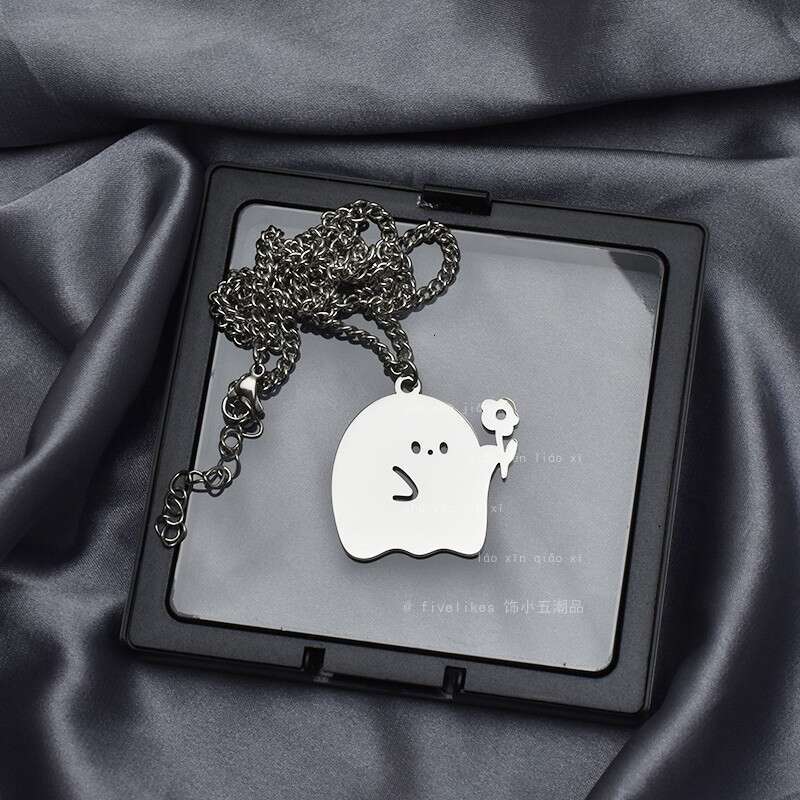 Ghost Couple Cartoon Cute Necklace Boys Trendy Pendant Gives You a Little wer