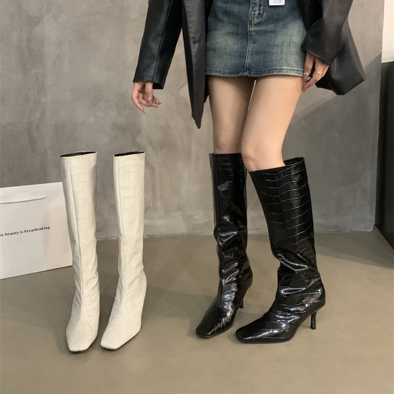 2025 new Eilyken Street Style Pointed Toe Women Knee-High Boots Sexy Slip-On Thin High Heels Shoes Banquet Prom atos De Muje 62c1