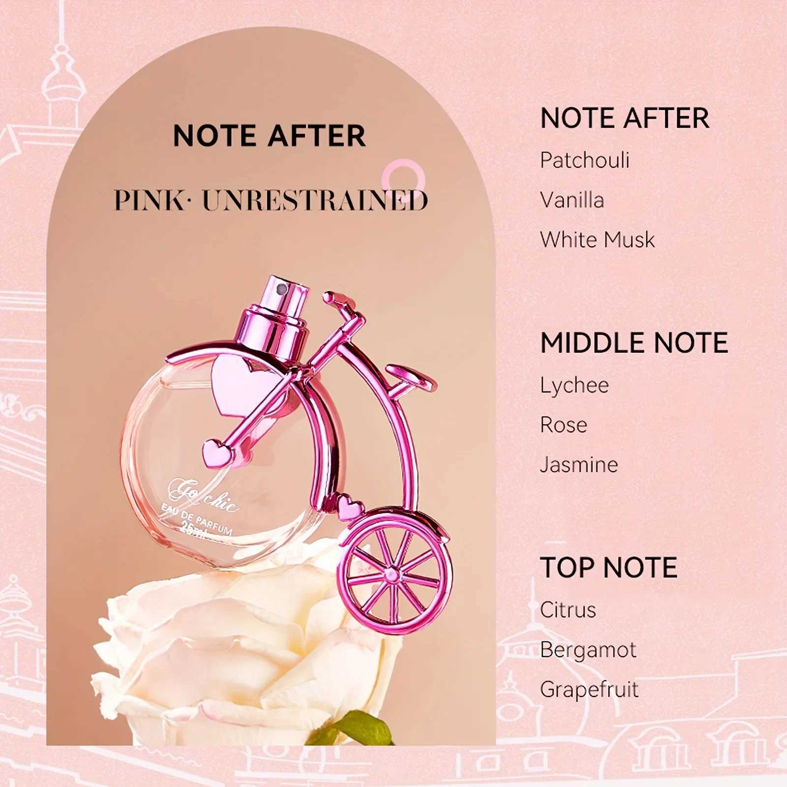 25ML Bike Styling Womens Perfume Pink Fragrant Fresh Oriental Floral Perfume with Gift Box Packaging Holiday Gift W250218
