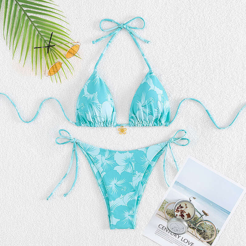 2025 New Bikini Women's Slimming, Flesh Covering, Casual Floral, Durable, High Elasticity Vacation Style Split Swimsuit Designer Underwear Women 