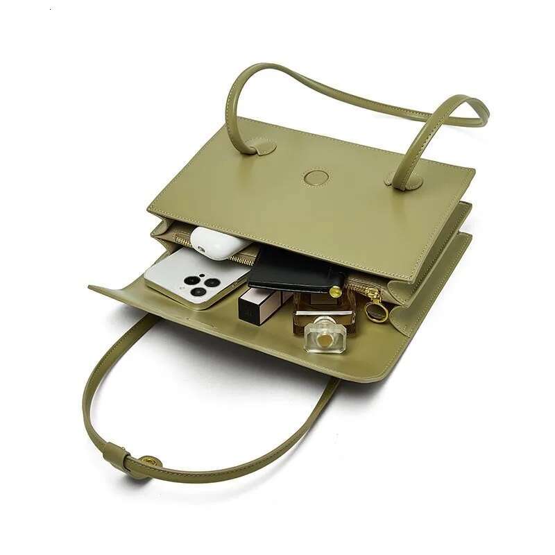 Natural Cowhide Double Top Handle Genuine Leather Fashion Shoulder Bag For Women High Quality Casual Commute