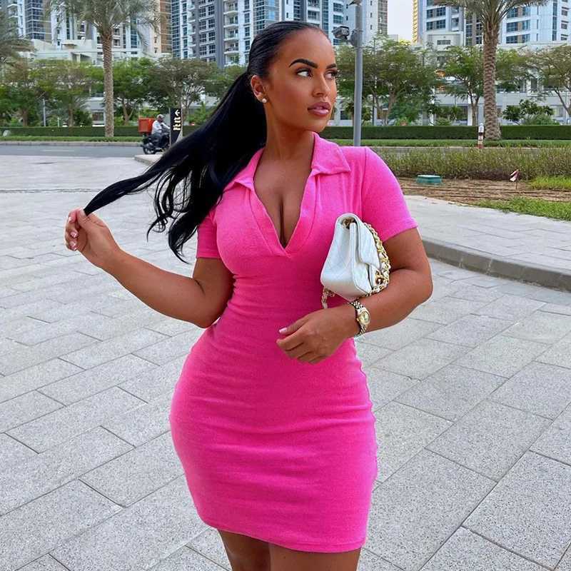 Basic Casual Dresses Summer Women V-neck Mini Dress Party Elegant Club Strtwear Slim Solid Y2K Clothes slim Dresses on sale clearance fashion top H252
