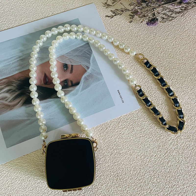 Girls bag, high class, powder box bag, pearl chain, crossbody bag, versatile decoration, mini shoulder womens bag