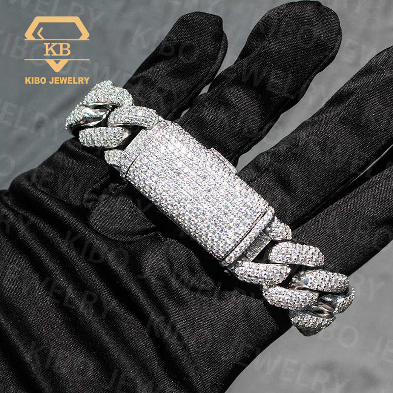 Pass Diamond Tester S925 Silver Vvs Moissanite Diamond Iced out Cuban Link Chain Men Hip Hop Cuban Bracelet