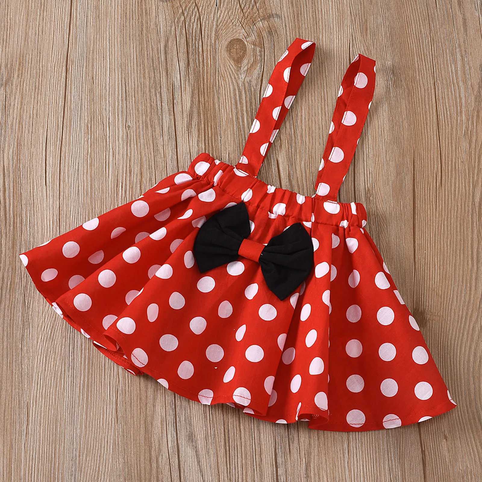 1-5 Years Children Outfit Baby Clothing Set Girl Summer Birthday Costume Kids Dots Tops Skirt Cosplay Dress with Headband W250218