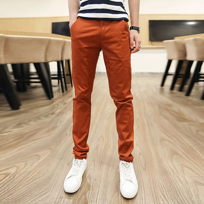 Internet Celebrity Slim Fit Small Leg For Men, Korean Version, Teenagers, Elastic Pencil Pants, Summer Clothes, Trendy Cards, Nine Point Harem Pants