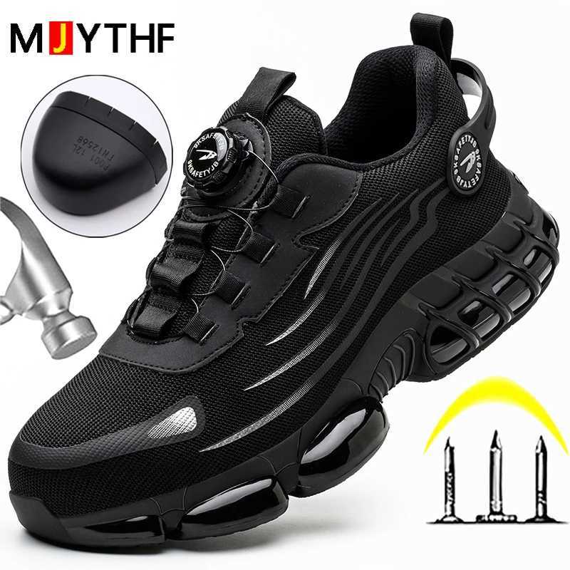 Rotating Button New Safety Shoes Men Anti-smash Anti-puncture Work Shoes Fashion Men Sport Shoes Security Protective Boots MenC250217