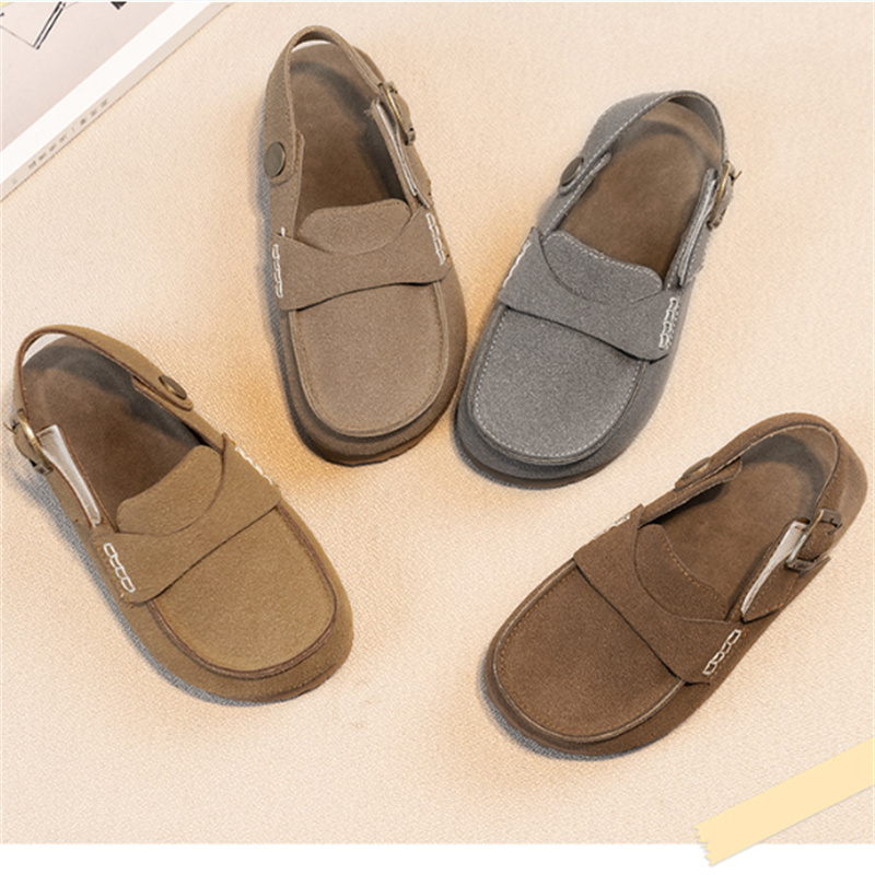 Kids Designer Sandals Boys Girls Summer Slippers Size 26-35 Child Shoes Retro Children Baotou Wood Bottom Sandal Fashion Non-slip Slides z250513