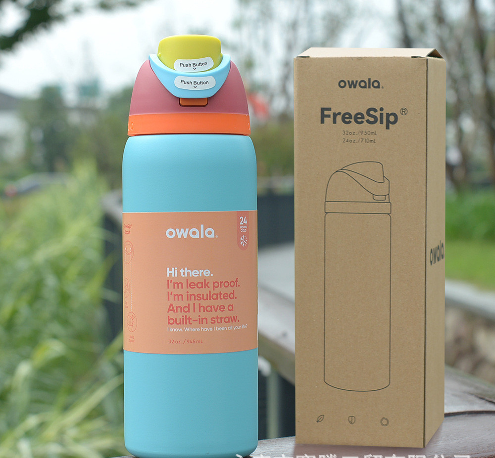 Owala Cat Design Cup Vacuum Flasks Thermoses Water Bottles 32oz Drinkware Thermo Tumbler Stainless Steel Thermal Mug Original Cold Coffee 24oz 0331