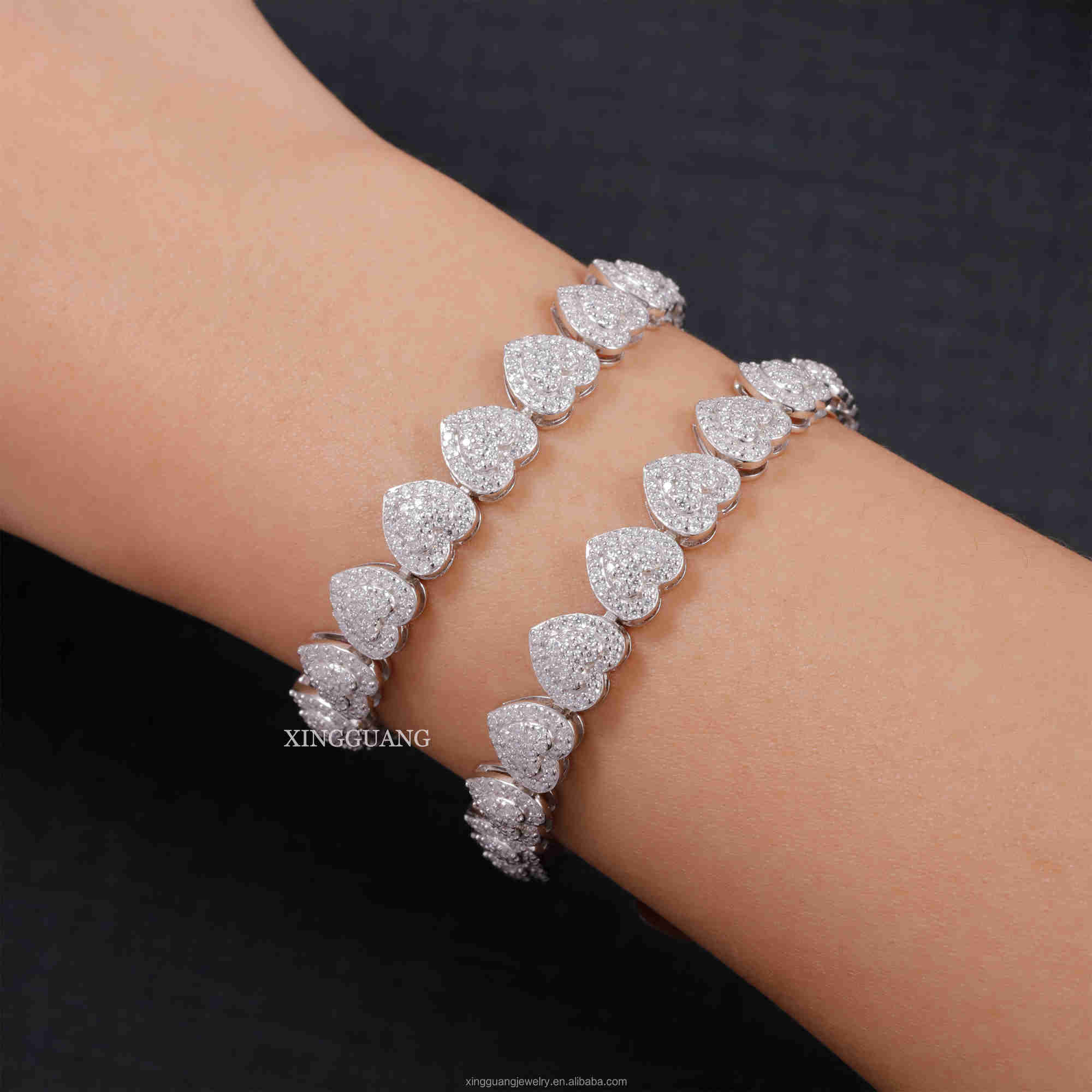 Heart shape Moissanite Cuban Chain 10mm Wide S925 Silver Men Chain Hip Hop Necklace VVS Moissanite Cuban Link Chain