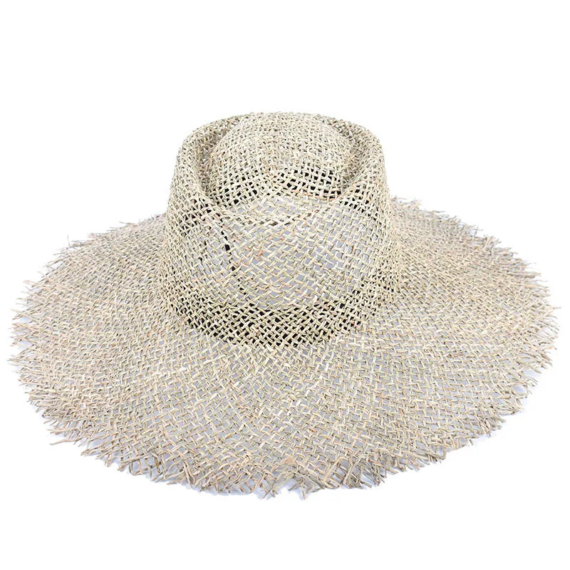 Natural Grasses Panama Beach Sun Hat Woman Summer Straw Hat Travel Wide Brim UV Visors Protection Elegant Ladies Sunhat Cap 250218