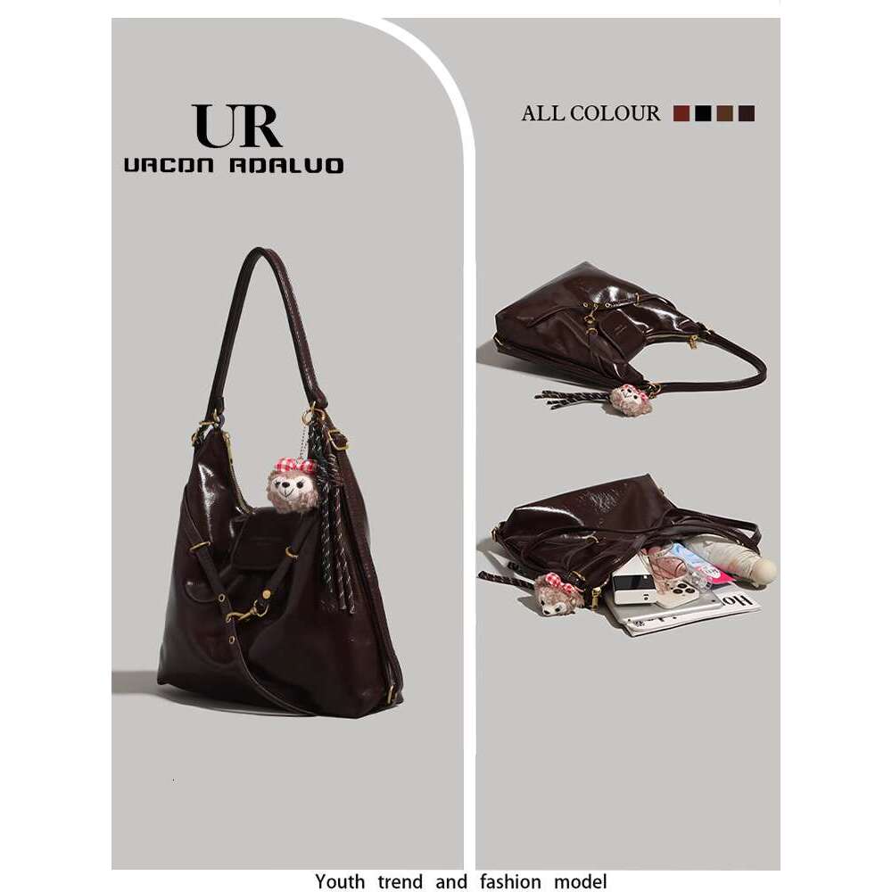 studded decorative backpack, Argyle dual-use backpack, fashionable chain decoration women's handbag