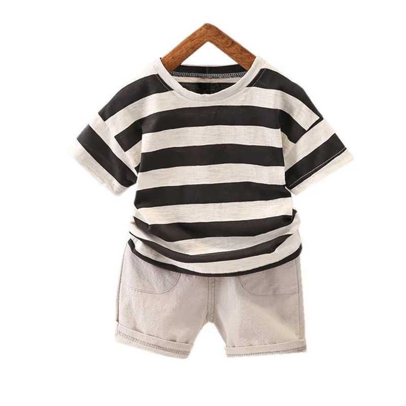 New Summer Baby Boys Clothes Suit Children Girls Cotton Striped T-Shirt Shorts 2Pcs/Sets Toddler Casual Clothing Kids Tracksuits W250218
