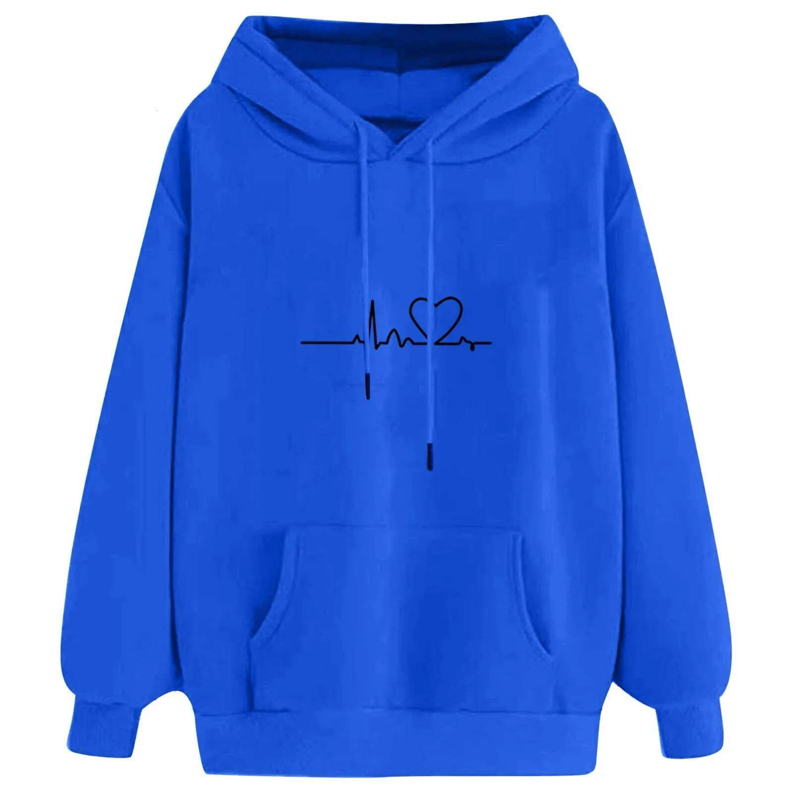 Y2k Ins Heartbeat Sketch Printed Women's Hoodie Long Sleeve Casual Daily Wear 2024 Women Hoodies Fall Winter Sudaderas De Mujer
