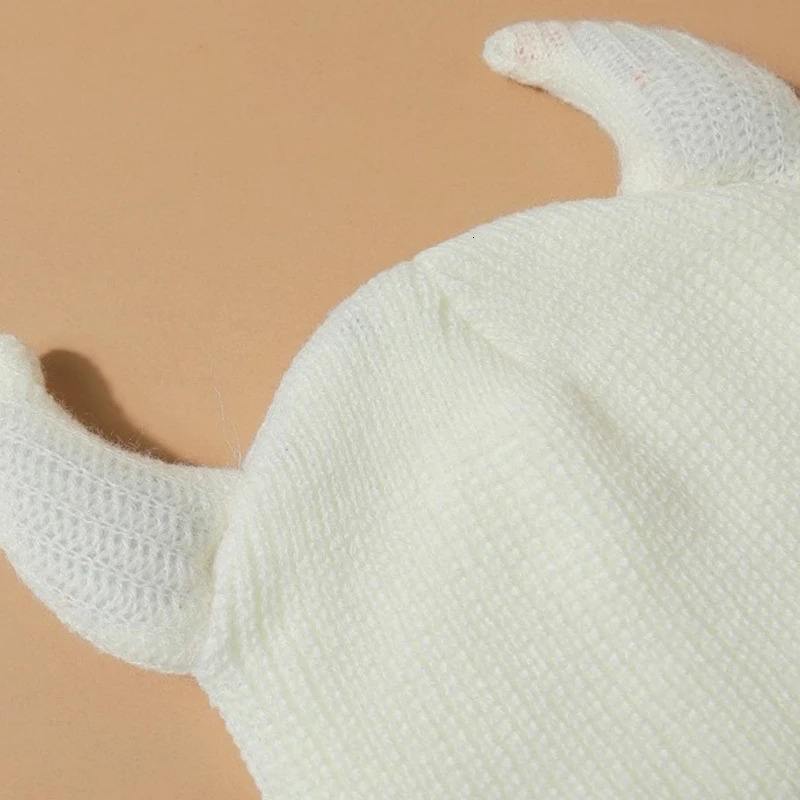 1pc Monster Ears Ski Mask Balaclava Solid Color Beanie Y2K Knit Hat Elastic Skull Hat Warm Outdoor Cycling Windproof Knitted 250218
