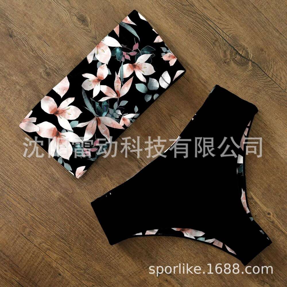 Swimsuit women's sexy two-piece bikini strapless shoulder European American swimwear 2025 new style chic and elegant clothing