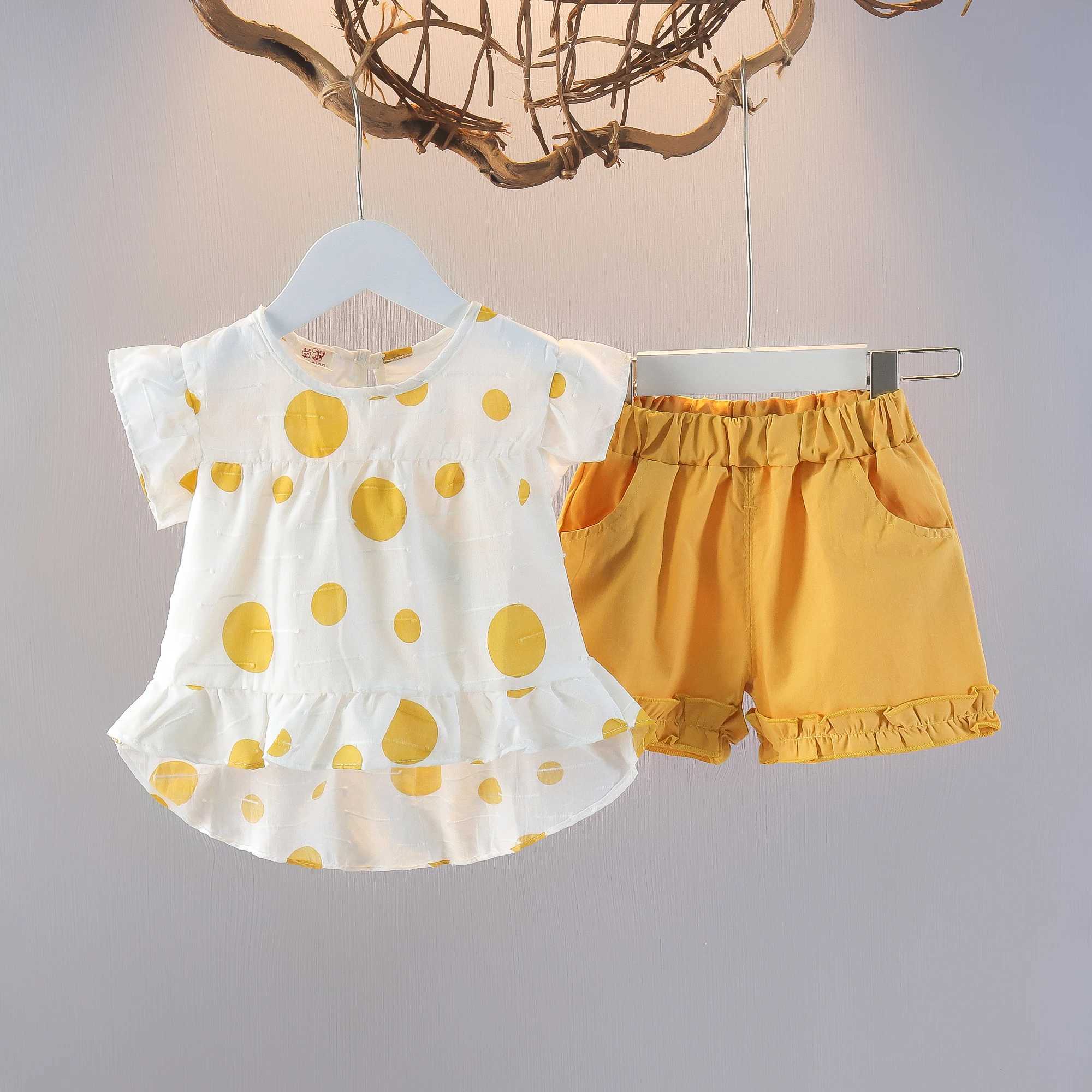 Baby girl two-piece summer cute polka dot top girl two-piece cute girl beach set W250218