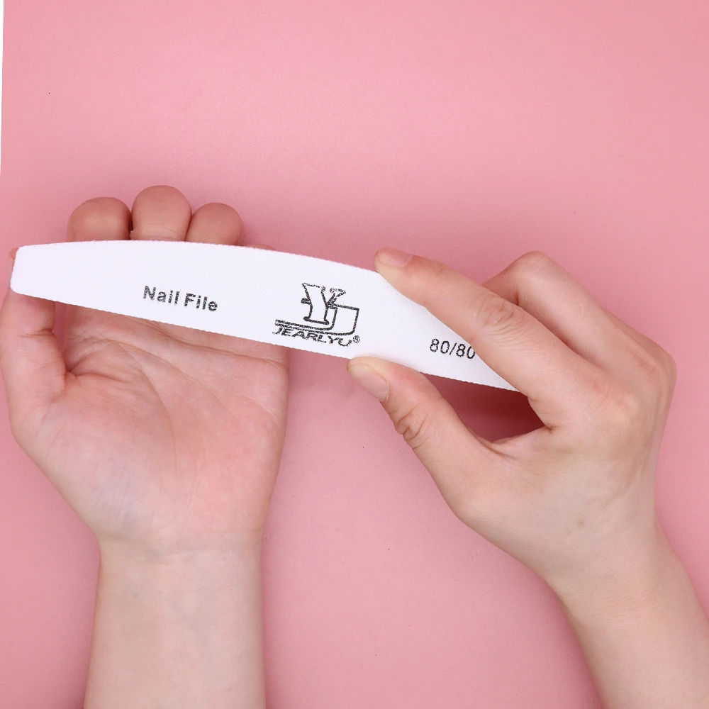 25/50 Pcs/Lot Half Moon Pringting Nail File Product Washable Acrylic Nail Files Tools Grit 80/100/150/180/240 For Nails Shop/DIY 250214
