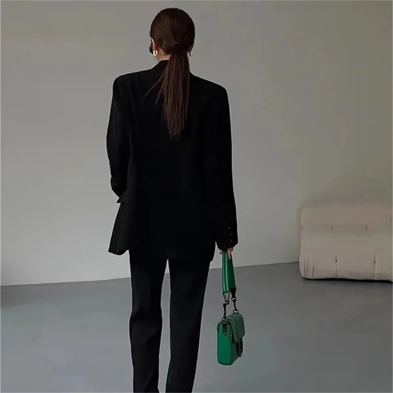 Womens Blazer Coat Spring Autumn Korean Version Retro Style Suit Jacket Temperament Trend Appear Thin Female Top 250213