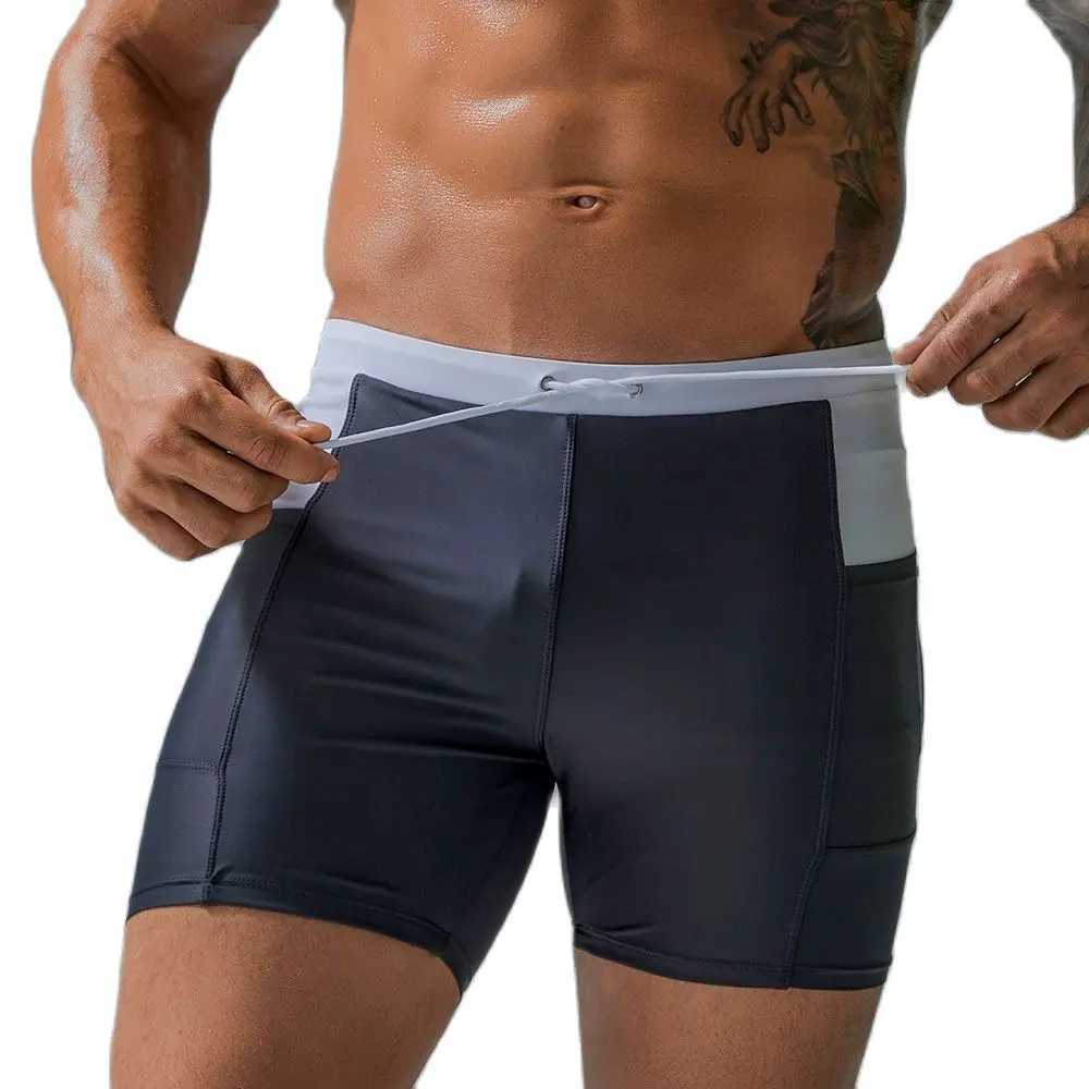 New Trunk Swimwear Swim Pants Solid Stretch Outdoors Casual Bathing-Pants Brand Beach Professional swimming trunks Man Swimsuit M250218