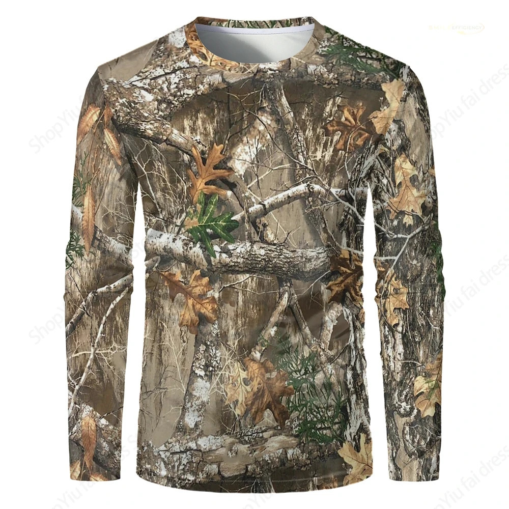 Mens Long Sleeve T shirt 3D Camouflage Forest Hunting Print T-shirt Outdoor Sportwear Tshirt Camp Tshirt Quick Dry Tops Tees 250217