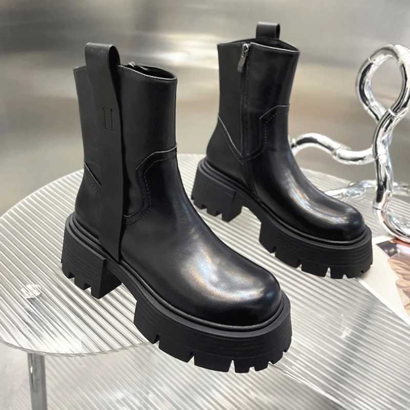 Vintage Platform Women Knight Boots Fi Short Booties Ccise Thick Heel Womens ShoesXJ250217