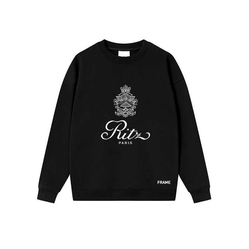 Hot selling autumn new round neck chic letter printing design loose and casual mens long sleeved floral cotton hooded sweatshirt X250218
