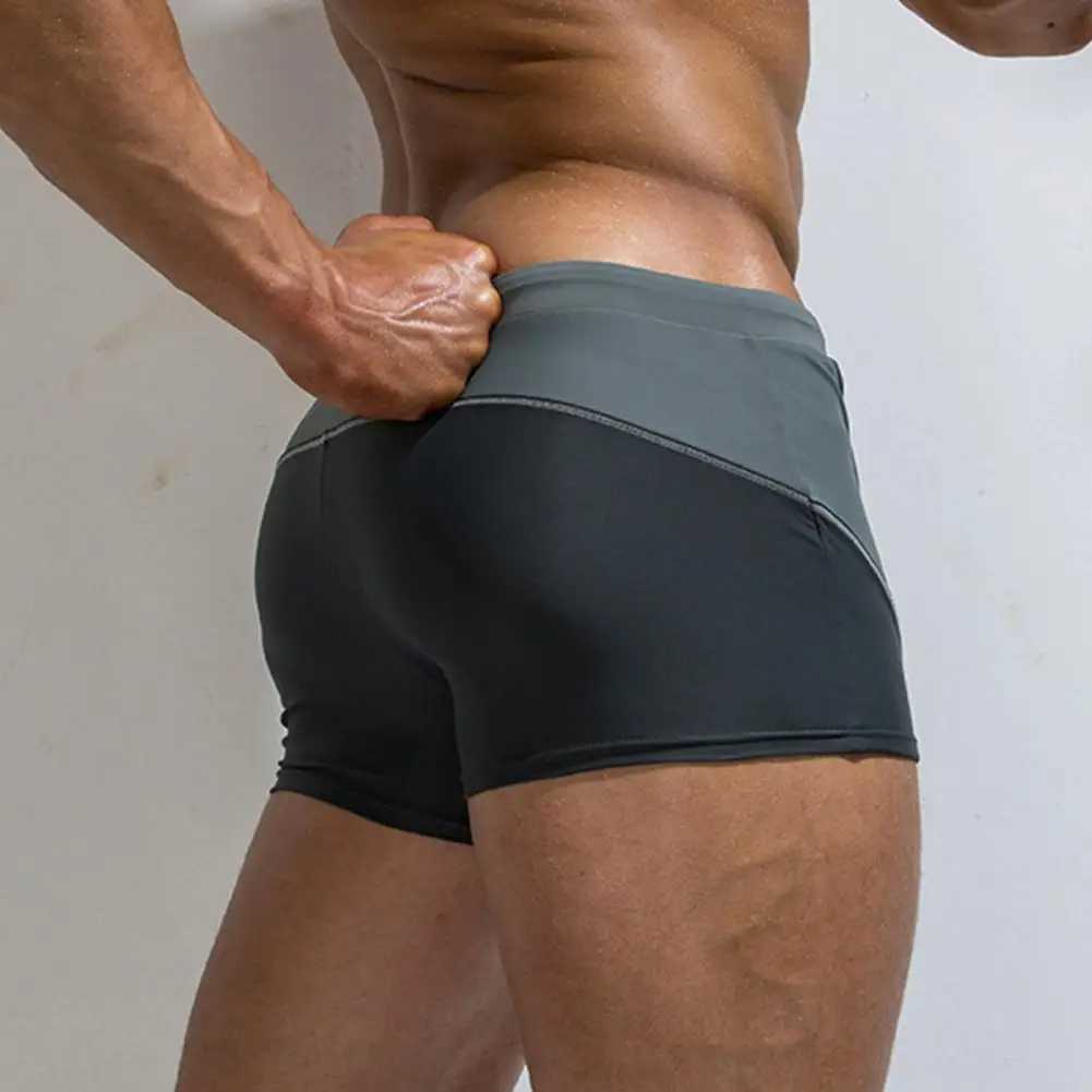 Beach Shorts Quick Dry Slim Nylon Briefs Stitching Color Boxers Men Swim Trunks Swimwear For Surfing Beach Shorts Beach Pants M250218