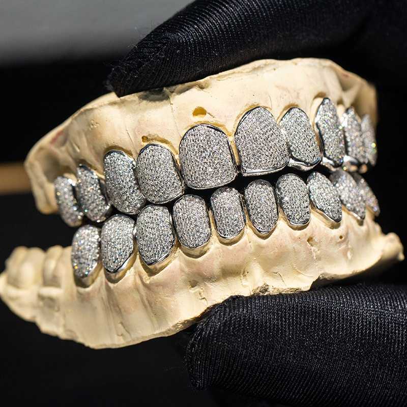 Rapper Mens Jewelry Sterling Silver Custom Hip Hop Iced Out VVS Moissanite Grillz
