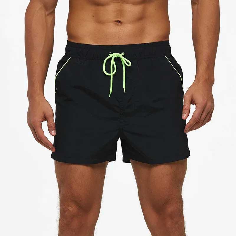 Mens Swimming Shorts Summer Swimwear Trunks Swimsuits Quick Dry Surffing Beach Wear Pants Shorts with Pockets Zipper Black 4XL M250218
