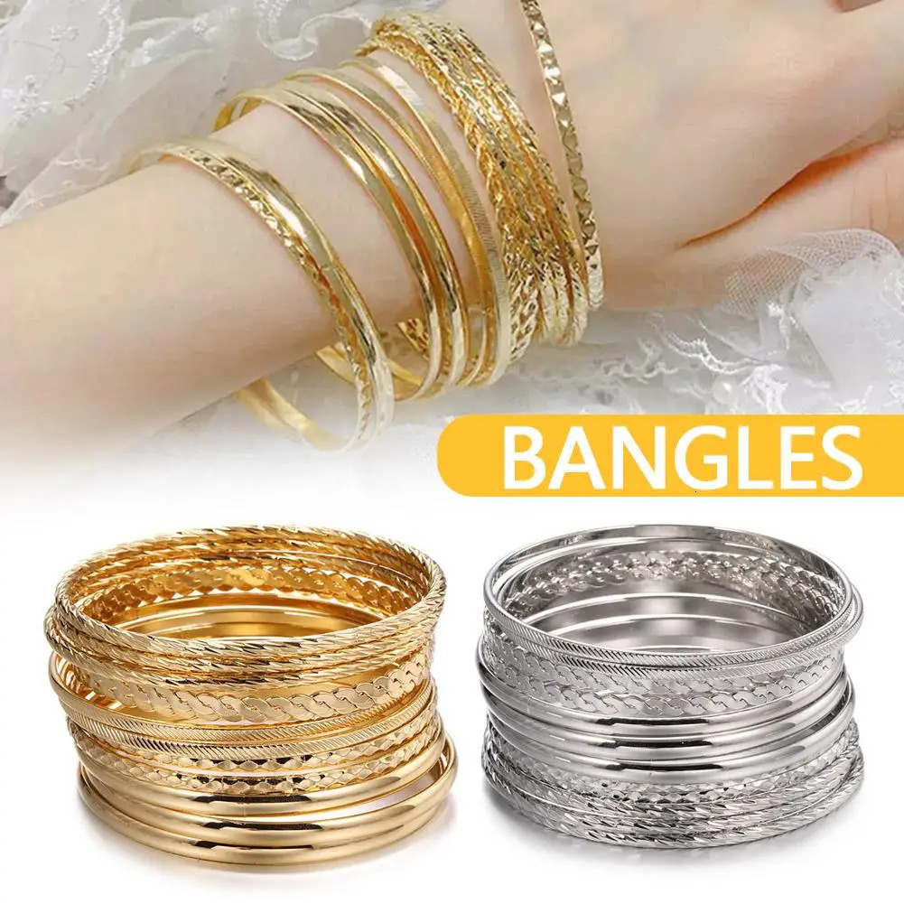 12pcs Punk Curb Cuban Chain Bracelets Set for Women Miami Boho Thick Gold Color Charm Bangles Fashion Jewelry Y2C7 250213