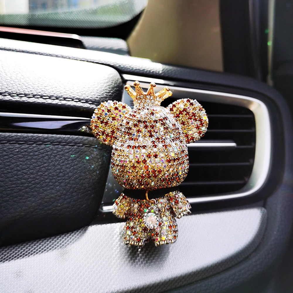 Car Perfume Air Conditioner Air Outlet Diffuser Diamond-studded Violent Bear Car Fragrance Decoration Accessories 250214