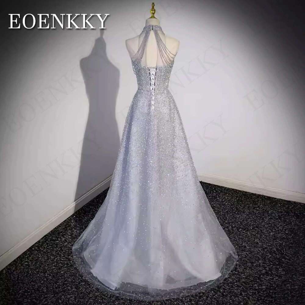 Halter Sparkly Prom Dress Fairy A E Glitter Tulle Celebrity Party Dresses Detachable Train Women es