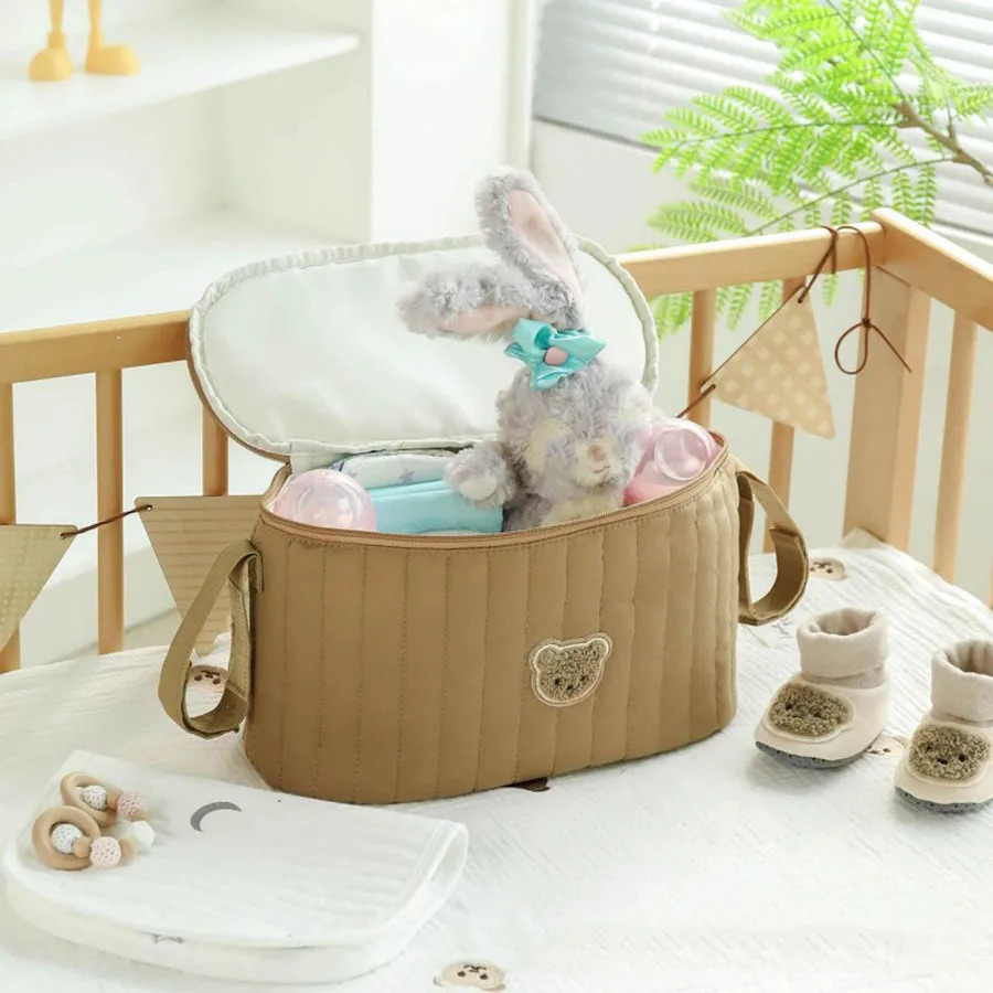 Baby Stroller Bag Cute Bear Baby Cart Bag Stroller Organizer Bag Diaper Bag for Baby Stuff Ins Mommy Handbag 250218