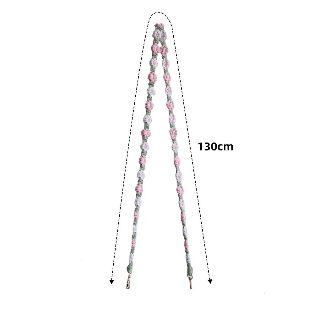 Handmade Cotton Weaving Crossbody Bag Strap Shoulder Strap Braided Flower Cell Phone Strap Bag Chain Bag Accessories 250214