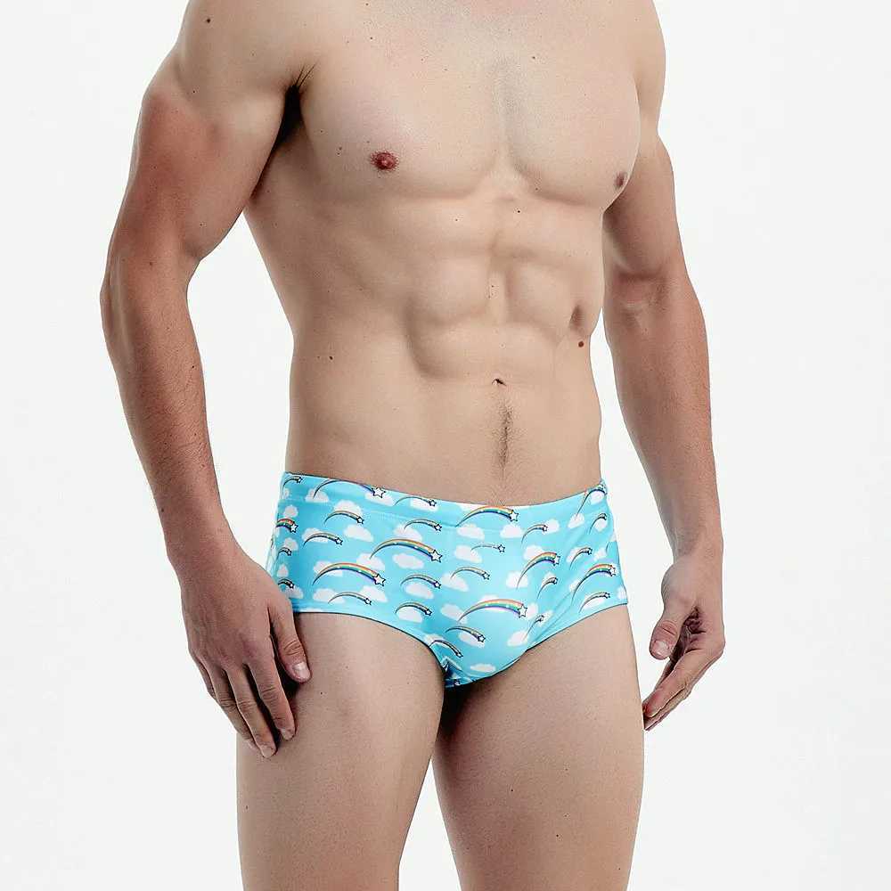 Swimsuit mens print swim trunks low rise sexy bikini tether triangle boxer beach pants M250218