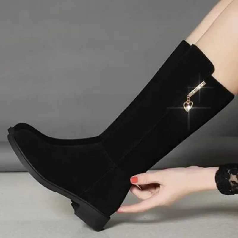 2025 New Women Warm Plush Snow Boots Casual Flat All-mah Cott Fi Side Zipper Winter Shoes Thigh High Boot Botas MujerXJ250217