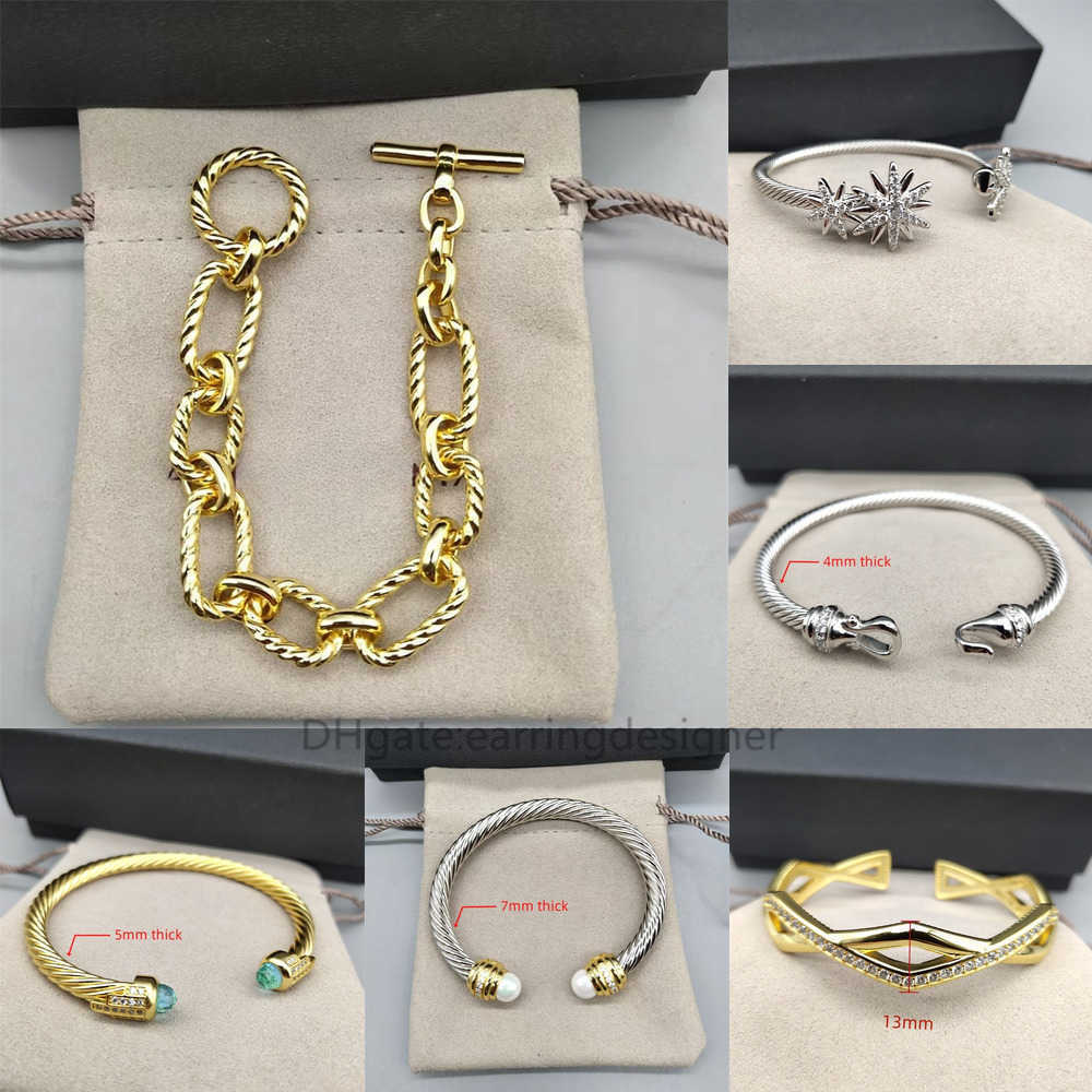 Open Snowflake Bracelets Mans Golden Diamonds Twisted Cuff Bangle Charm for Women 925 Silver Designer 5mm Wire Bracelet Jewelry Fashion Gift