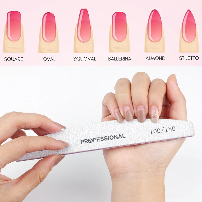 20Pcs/50Pcs Grey Boat Nail Art File 80/100/180 Washable Buffer Professional Polisher Block Trimmer Gel Files For Manicure Supply 250214