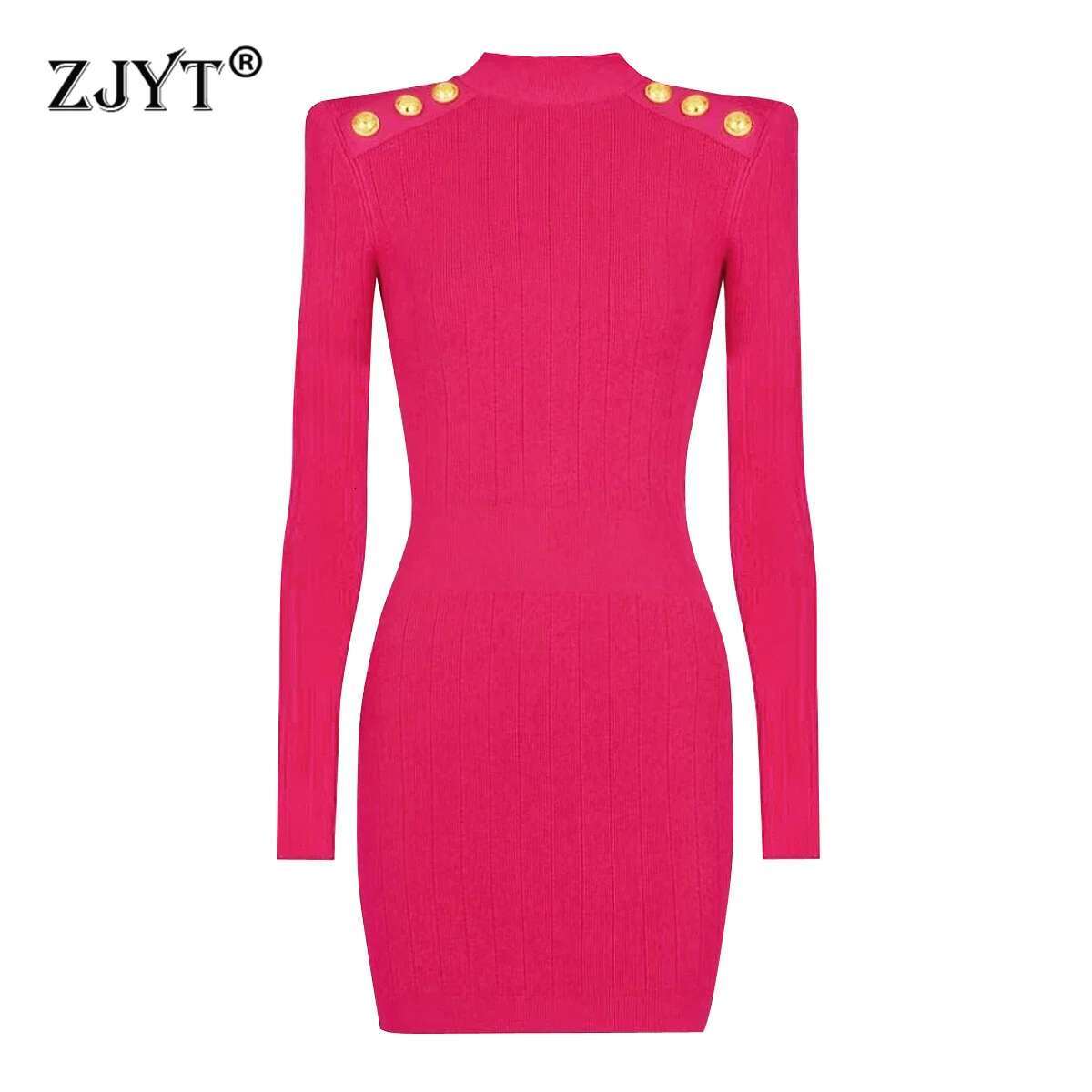 ZJYT Autumn Winter Stand Collar Solid Knitting Sweater Dresses For Women 2024 Fashion Long Sleeve White Party Dress Vestidos