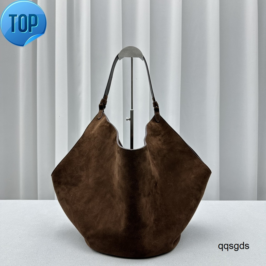 Designer Khaite Lotus Large Tote Suede Leather Womens Single Shoulder Bag