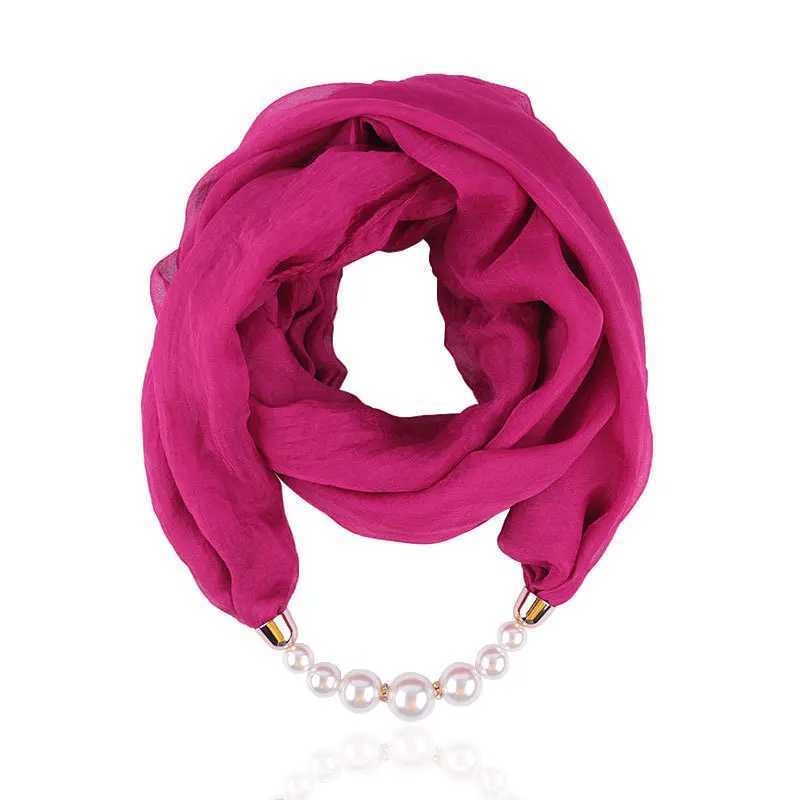 Solid color Jewelry Statement Necklace Pendant Scarf Women Neckerchief Foulard Femme Accories Hijab W250218