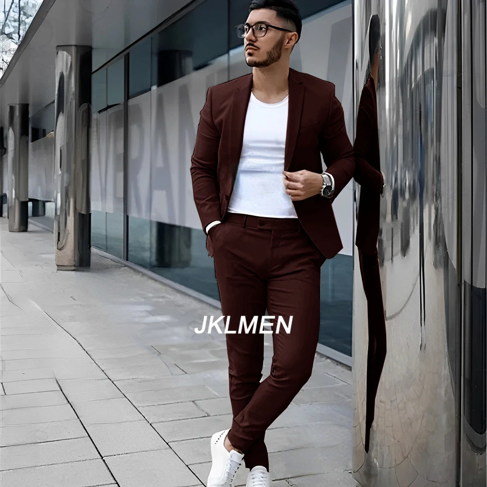Grey Mens Suit 2 Piece Suit Summer Casual Jacket Pants Formal Wedding Tuxedo Groom Clothes Custom Color Blazer XS-5XL 250213