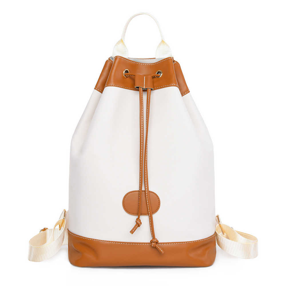 Shoulder Bag New Womens Bag Fashion Splicing Drawstring Contrast Color Large Capacity Bucket Bag Shoulder Bag for Women