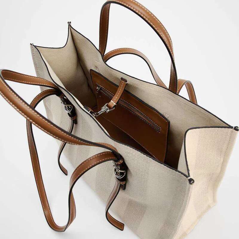 Stripe Printing Tote Bags For Women Designer Handbags Purses 2024 New In Casual Canvas Large Capacity Commuting Shoulder