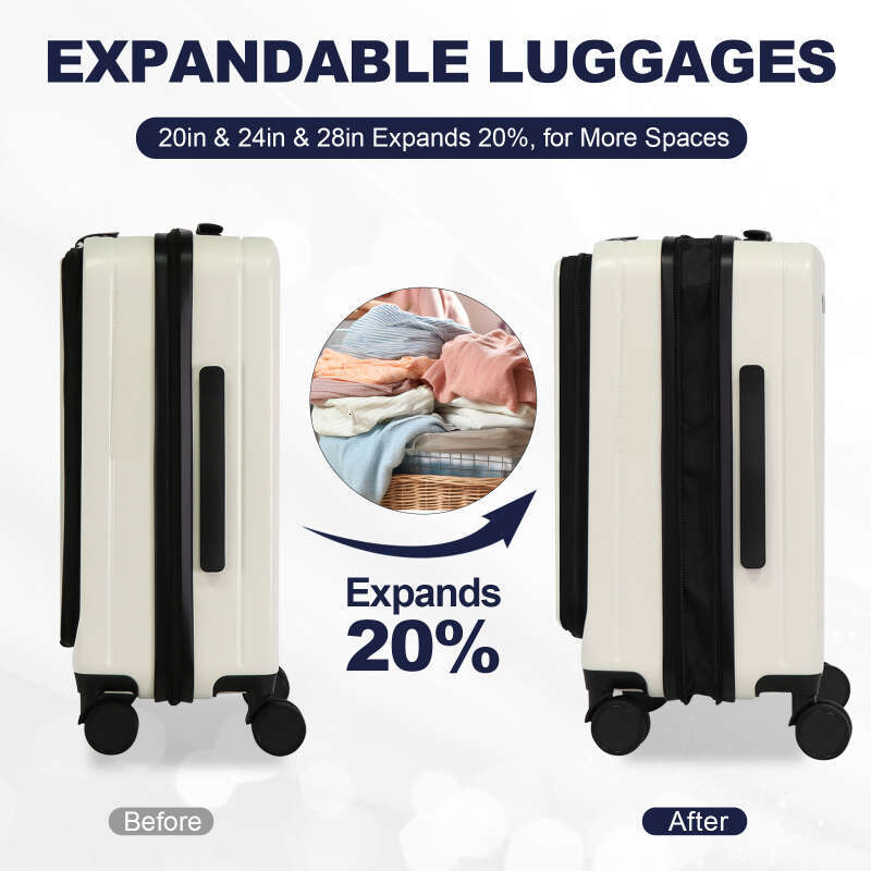 Lage,with front opening,TSA approved lock,hardshell suitcase,White