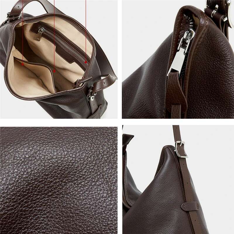 Hifashion Cowhide Genuine Leather Hobo Shoulder Bags For Women 2025 Vintage Designer Large Capacity Messenger Ladies Handbags